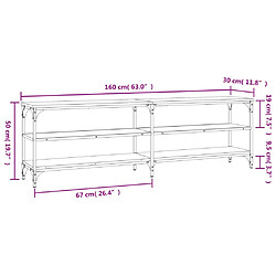 vidaXL Meuble TV chêne fumé 160x30x50 cm bois d'ingénierie pas cher