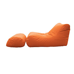 Alter Chaise longue de salon moderne, Made in Italy, Fauteuil avec repose-pieds en nylon, Pouf rembourré pour chambre, 120x80h60 cm, Couleur orange