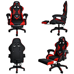 Malatec GAMER Fauteuil de bureau siège gaming dossier inclinable avec repose-pieds Rouge