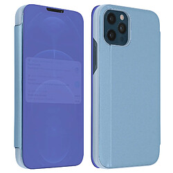 Avizar Housse iPhone 12 Pro Max Clapet translucide Design Miroir Support Vidéo bleu