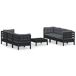 Maison Chic Salon de jardin 7 pcs + coussins - Mobilier/Meubles de jardin - Table et chaises d'extérieur anthracite Bois de pin -MN98526