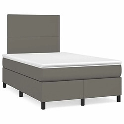 Maison Chic Lit adulte- Lit + matelas + LED,Sommier à lattes de lit matelas LED gris 120x190 cm similicuir -GKD55784