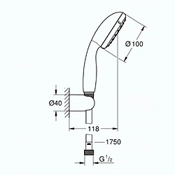 GROHE Ensemble de douche 1 jet avec support mural Vitalio Go 100 Chromé