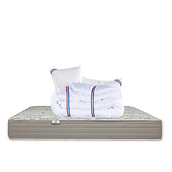 LUXURY LITERIE Matelas 140x200 cm, OrganicCotton, 24 cm, ferme, face été/hiver + 2 oreillers + couette