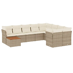 Maison Chic Salon de jardin avec coussins 10 pcs, Ensemble Tables et chaises de jardin, beige résine tressée -GKD291449