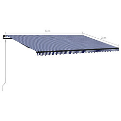 vidaXL Auvent rétractable automatique 600x300 cm Bleu et blanc pas cher