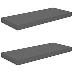 vidaXL Étagère murale flottante 2 pcs Gris brillant 60x23,5x3,8 cm MDF