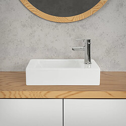 Acheter ML-Design Lavabo en Céramique Blanc Brillant, 46x26x11 cm, Forme Anguleux, Montage Mural/Á Poser, Trou de Robinet à Droite, Moderne, Lavabo à Main, Lavabo de Comptoir Élégant, pour Salle de Bain/WC