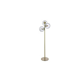 Vente-Unique Lampadaire en métal et verre fumé - 3 globes - L. 30 x P. 40 x H. 150 cm - Doré - SUSANNE