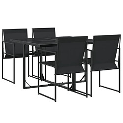 vidaXL Ensemble à manger de jardin 5 pcs noir textilène