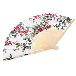 Avis Eventail à Main Japonais Vintage en Bambou Tissu En Soie Ventilateur Pliant Blanc