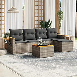 Maison Chic Salon de jardin 6 pcs avec coussins | Ensemble de Table et chaises | Mobilier d'Extérieur gris résine tressée -GKD66723