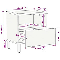 Acheter vidaXL Table de chevet noir 40x33x46 cm bois d'ingénierie