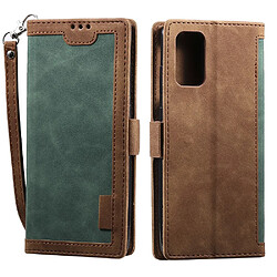 Etui en PU épissage vintage avec support vert pour votre Samsung Galaxy S20