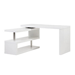 Avis Vente-Unique Bureau extensible NICEPHORE II - MDF laqué - Blanc - Plateau pivotant 360°