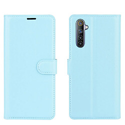 Etui en PU surface de litchi bleu pour votre Realme 6