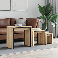 Maison Chic Lot de 3 Tables basses gigognes pour salon | Table à café chêne sonoma bois d'ingénierie -GKD69028