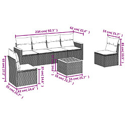 Avis Maison Chic Salon de jardin avec coussins 7 pcs | Ensemble de Table et chaises | Mobilier d'Extérieur gris résine tressée -GKD14597