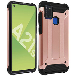 Avizar Coque Galaxy A21s Protection Bi-matière Design Relief Antichute rose champagne