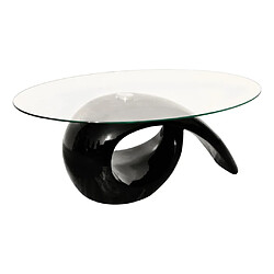 Maison Chic Table basse pour salon | Table à café avec dessus de table en verre ovale Noir brillant -GKD44228