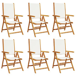 vidaXL Chaises inclinables de jardin lot de 6 tissu et bois massif