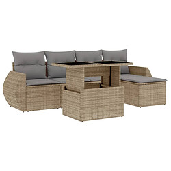 vidaXL Salon de jardin avec coussins 6 pcs beige résine tressée