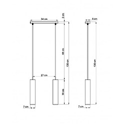 Acheter Luminaire Center Suspension Luvo Béton Gris 2 ampoules 90cm