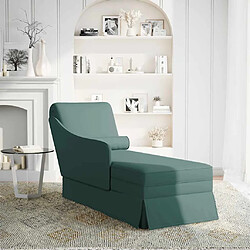 vidaXL Fauteuil long et traversin accoudoir droit vert foncé velours