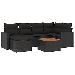 Maison Chic Ensemble Tables et chaises d'extérieur 7pcs avec coussins,Salon de jardin noir résine tressée -GKD167601