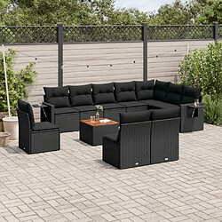 Maison Chic Salon de jardin 11 pcs avec coussins | Ensemble de Table et chaises | Mobilier d'Extérieur noir résine tressée -GKD82110