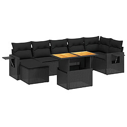 vidaXL Salon de jardin 8 pcs avec coussins noir résine tressée