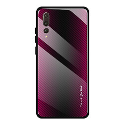 Wewoo Coque Pour Huawei P20 Pro étui de protection en verre dégradé de texture rose rouge