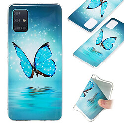 Coque en TPU noctilucent imd papillon bleu pour votre Samsung Galaxy A51