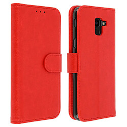 Avizar Housse Samsung Galaxy J6 Etui Clapet Porte carte Fonction support - rouge