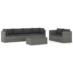 vidaXL Salon de jardin 7 pcs avec coussins résine tressée gris