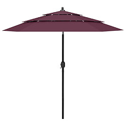 ComfortXL Parasol à 3 Niveaux Avec Mât En Aluminium Bordeaux 2,5 M