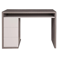 Alter Bureau de bureau et d'étude, Table d'ordinateur Minimal, Bureau de travail avec 3 tiroirs, Fabriqué en Italie, 110x60h75 cm, Couleur Ciment et Blanc pas cher