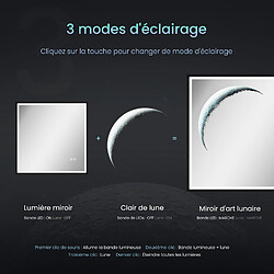 Acheter EMKE Miroir lumineux de salle de bain Miroir LED avec Cadre noir, Design décoratif lune, Interrupteur tactile, Anti-buée, 6500K Dimmable, 60x50 cm