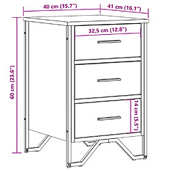 vidaXL Table de chevet sonoma gris 40x41x60 cm bois d'ingénierie pas cher