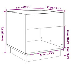 vidaXL Table de chevet avec LED infini blanc 50x50x50 cm pas cher