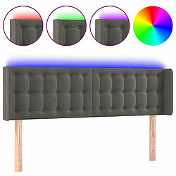 Maison Chic Tête de lit scandinave à LED,meuble de chambre Gris foncé 147x16x78/88 cm Velours -MN12272