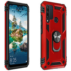 Avizar Coque Huawei Y6p Antichoc bi-matière Bague Support Vidéo rouge