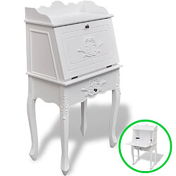 Helloshop26 Bureau table poste de travail meuble d'ordinateur informatique étude en style français bois blanc 02_0023780