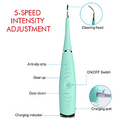 Avis Universal Nettoyeur dentaire à ultrasons électrique Enlèvement de pierres dentaires Blanchiment de dents Zoom Outil de soins Taches de dents Outil Tartare Enlèvement | Blanchiment de dents (vert)