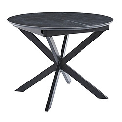 Avis Pegane Table à manger ronde extensible en céramique coloris noir / pieds noir - Diamètre 100-140 x hauteur 75 cm