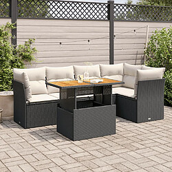 vidaXL Salon de jardin 6 pcs avec coussins noir résine tressée