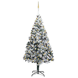 vidaXL Sapin de Noël artificiel LED boules flocons de neige Vert 300cm