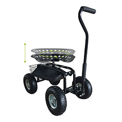 AXI AG22 Siège de jardin sur roues en Noir | Tabouret pour jardinier avec bac de rangement | Chariot pour le jardinage en métal avec charge max. 150 kg