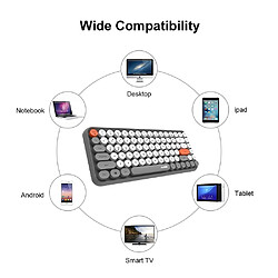 Universal Clavier sans fil à deux modes 308i Touches rondes 84 Touches pour/IOS/Clavier Bluetooth Clavier (noir)