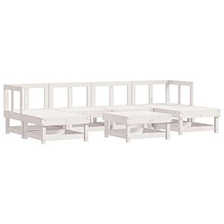 Avis Maison Chic Salon de jardin 7 pcs + coussins - Mobilier/Meubles de jardin - Table et chaises d'extérieur blanc bois massif -MN74521